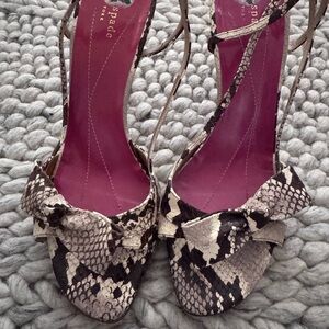 Kate Spade Black and Cream Snakeskin Heels